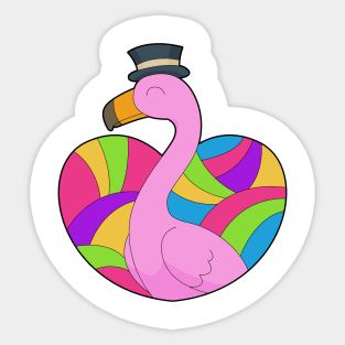 Flamingo Heart Sticker